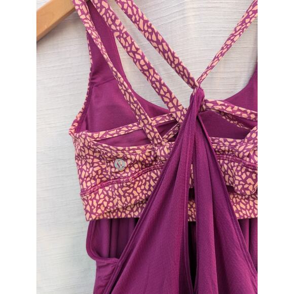 Lululemon Womens Nouveau Limits Tank Top Sz 6 Regal Plum Miss Mosaic Peach Fuzz - Picture 3 of 7